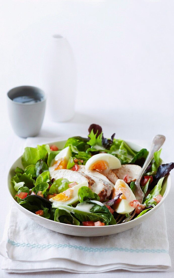 Salad with chicken and egg