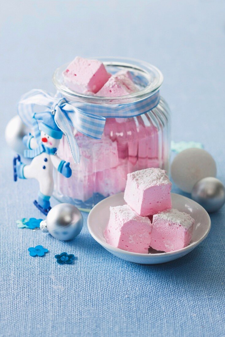 Rosewater and raspberry marshmallows