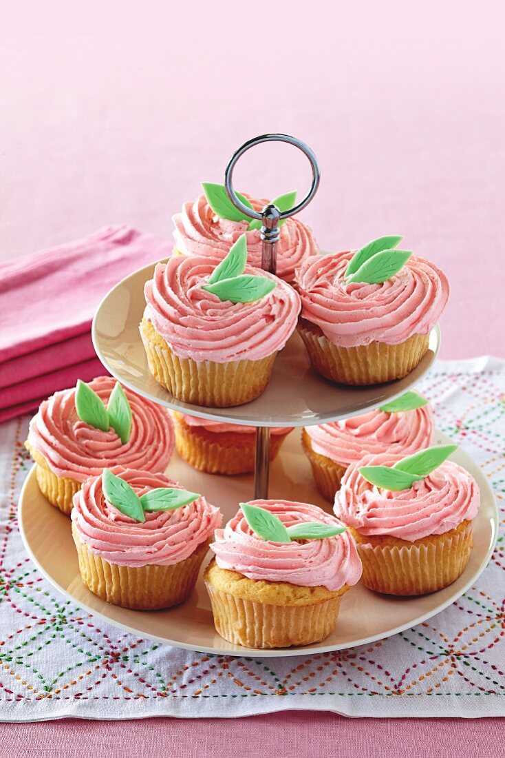 Pink blossom cup cakes