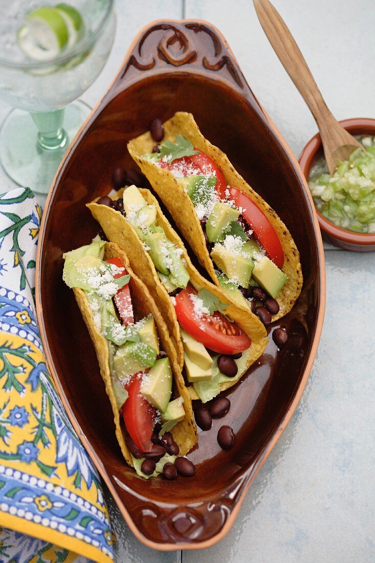 Black bean tacos and avocado