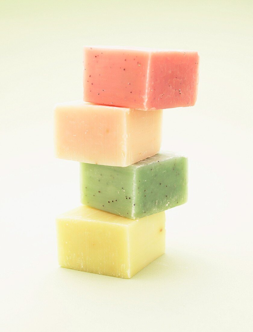 Colorful home-made bars of soap