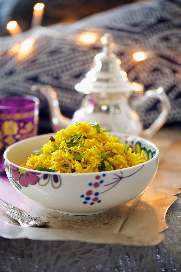 Pilau rice (oriental rice dish) with coriander