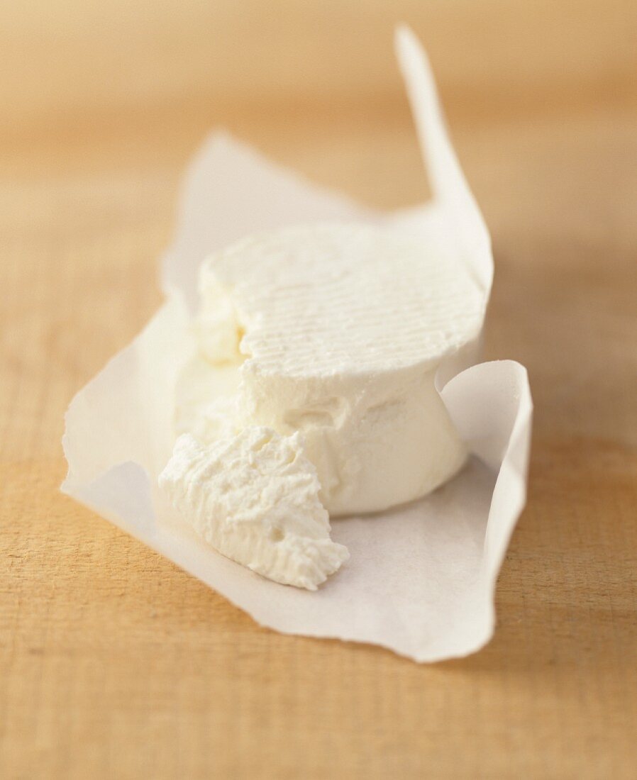 Feta cheese on baking parchment
