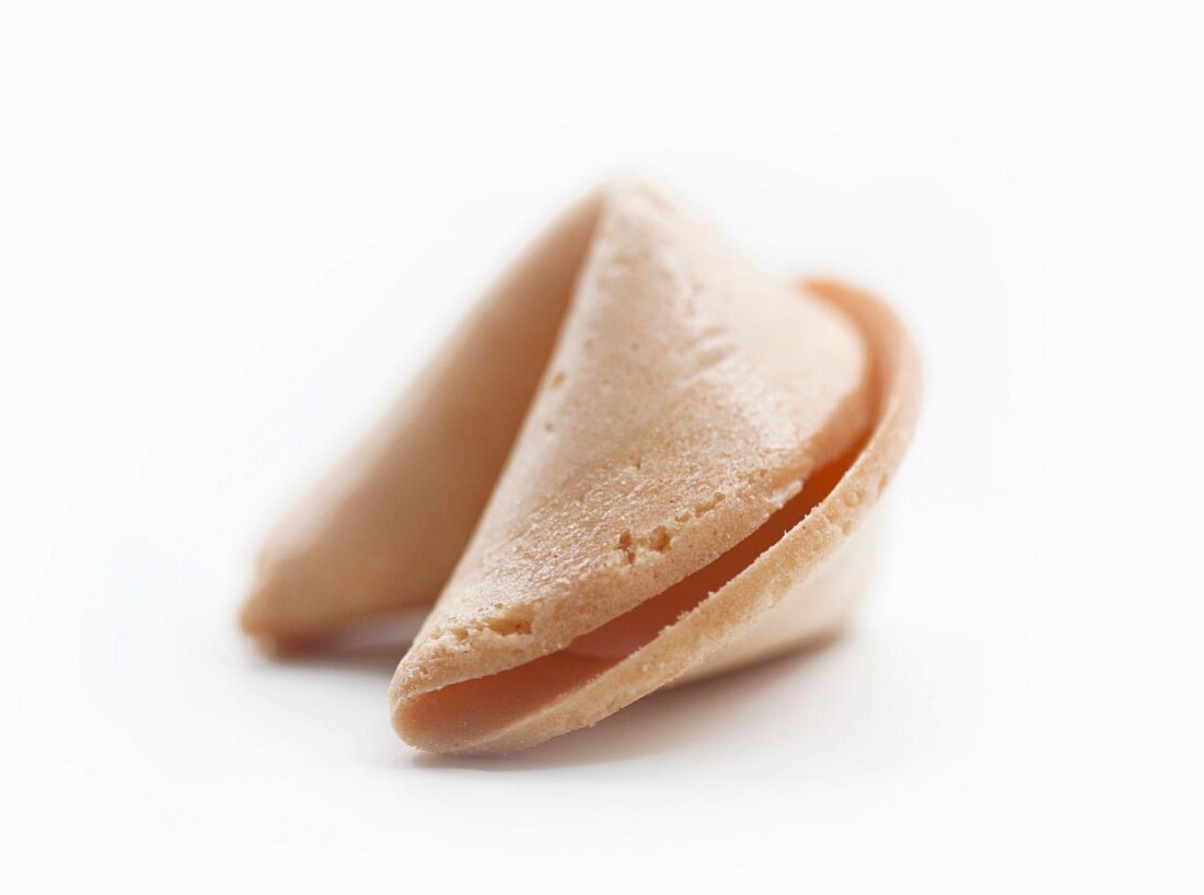 A Single Fortune Cookie on a White Background