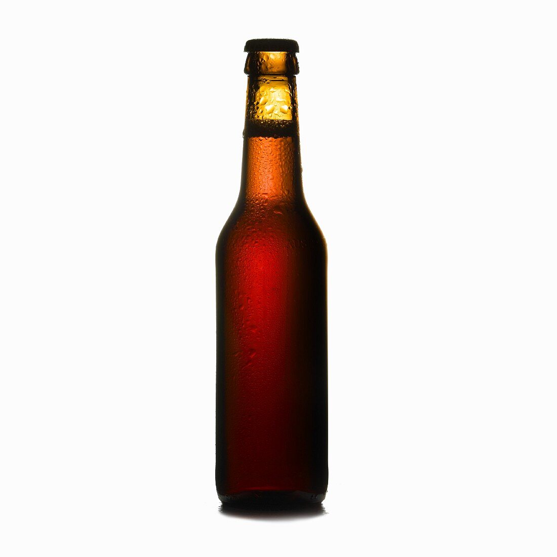 Chilled Beer Bottle on White Background