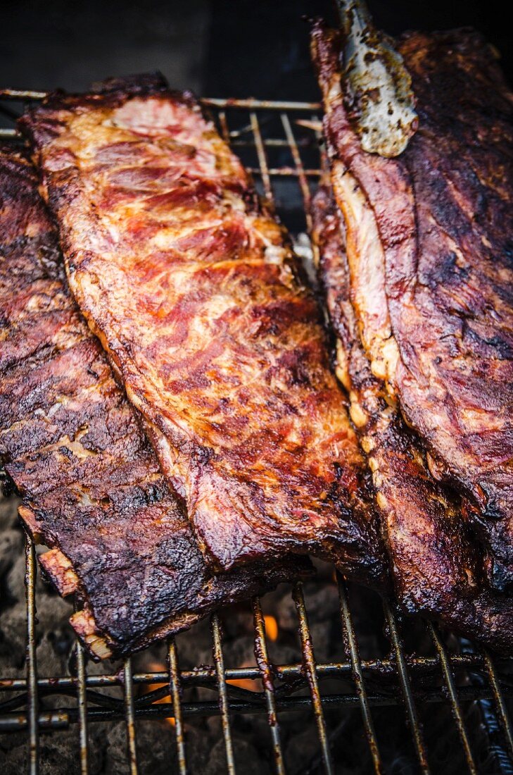 Spare ribs on a barbecue