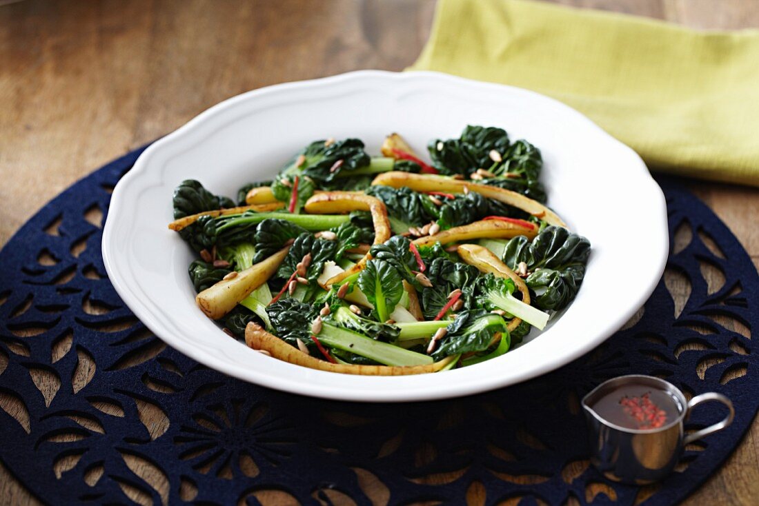 Chard salad with parsnips