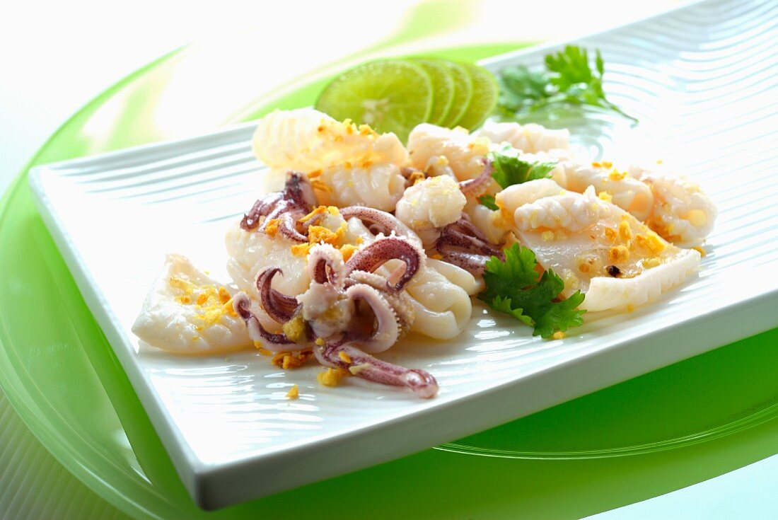 Squid salad with limes