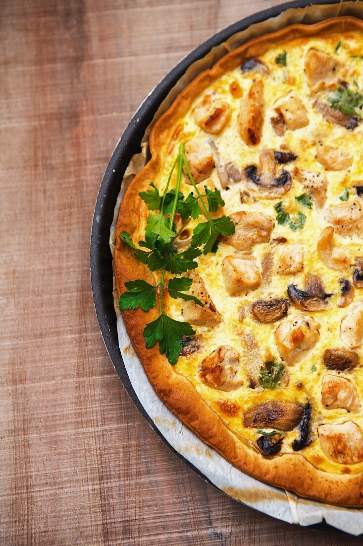 Mushroom quiche with parsley