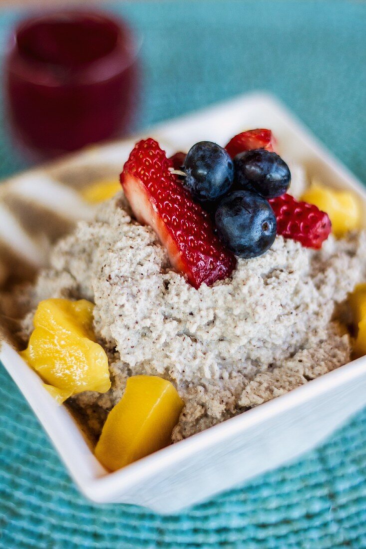 Vegan chia seed pudding with berries