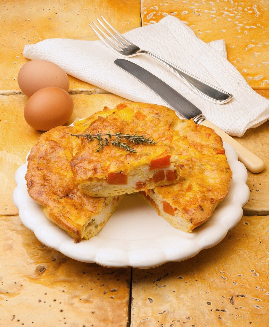 baked omelette with pumpkin