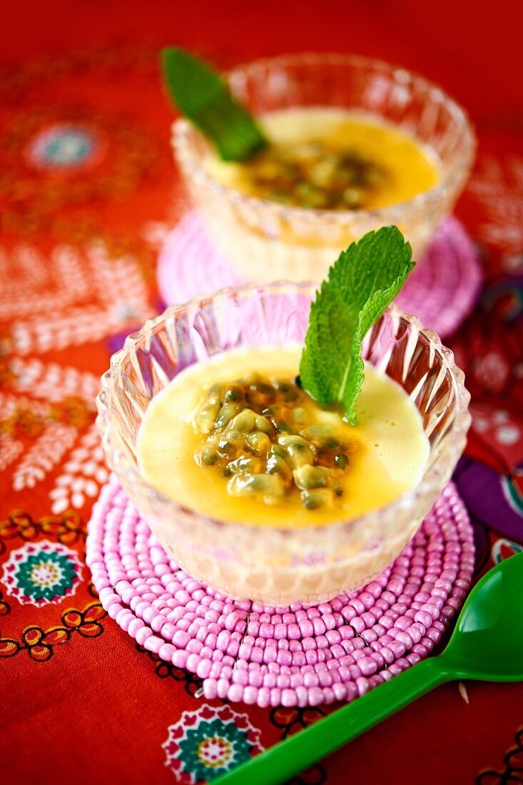 Panna cotta with passion fruit