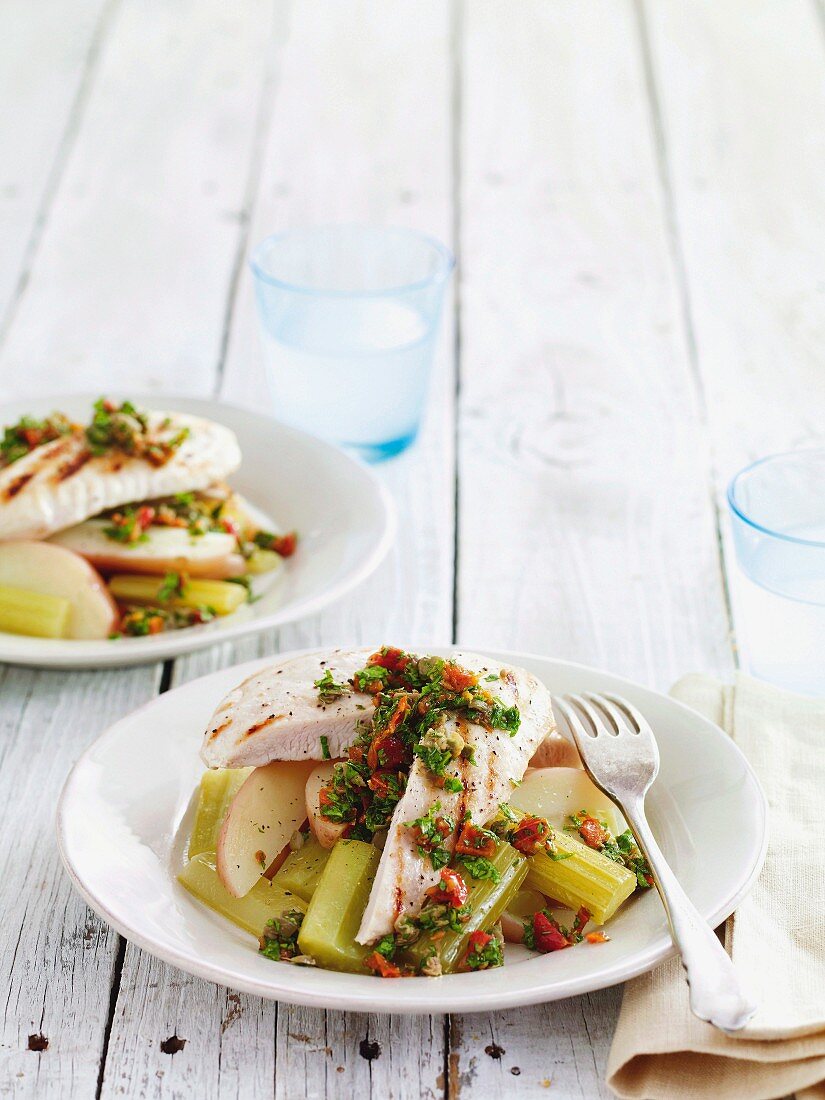 Chicken with braised celery