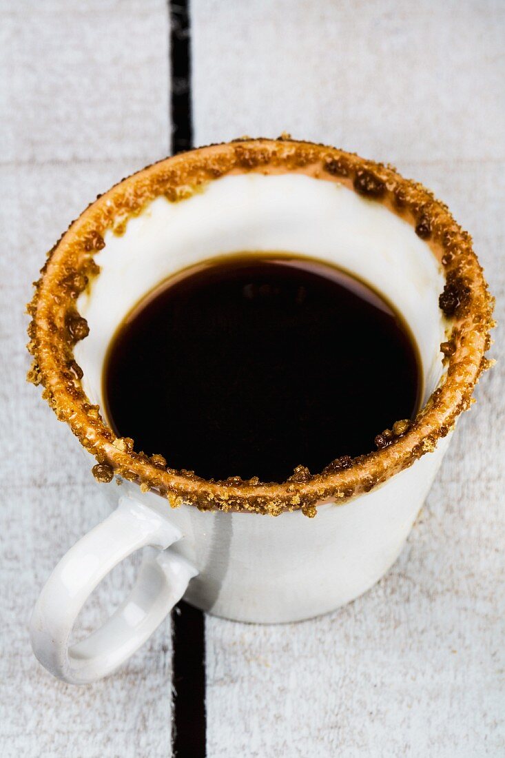 An espresso with a sugared edge