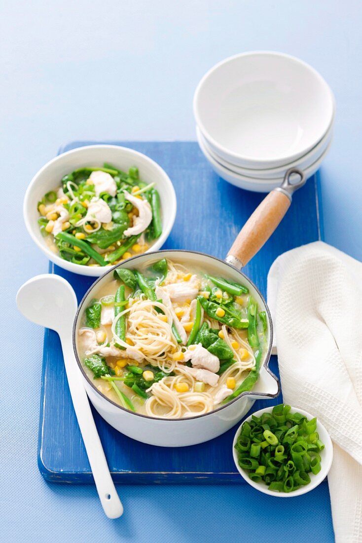 Chicken and corn noodle soup