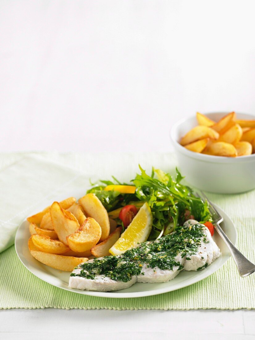 Parsley and lemon steamed fish