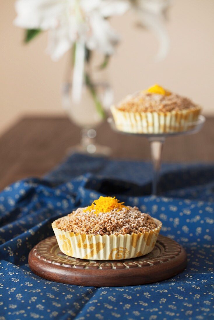 Morning crumble cake with orange zest