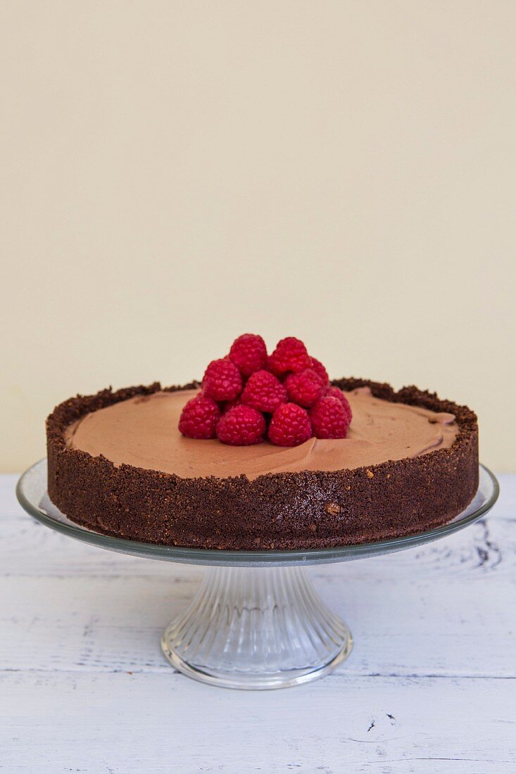 Chocolate Mousse Cake with Raspberries