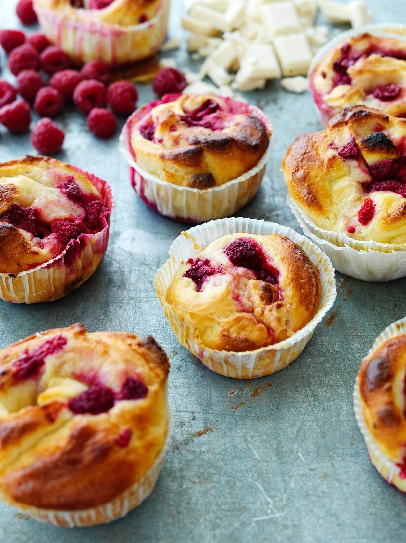 White chocolate and raspberry muffins