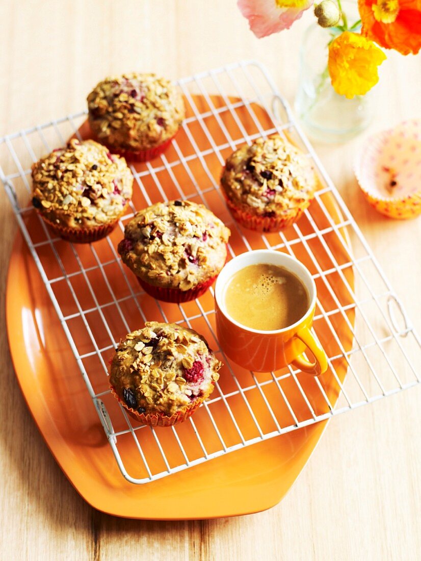 Corn muffins with raspberries