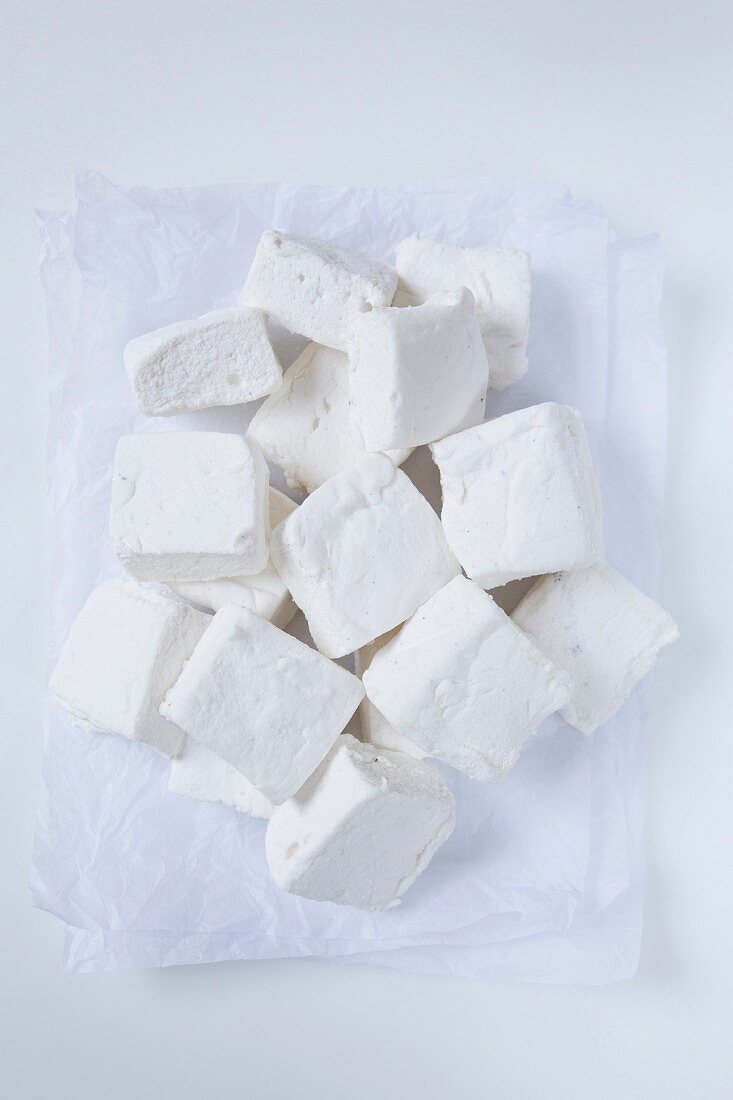 Hausgemachte Vanille-Marshmallows (Draufsicht)
