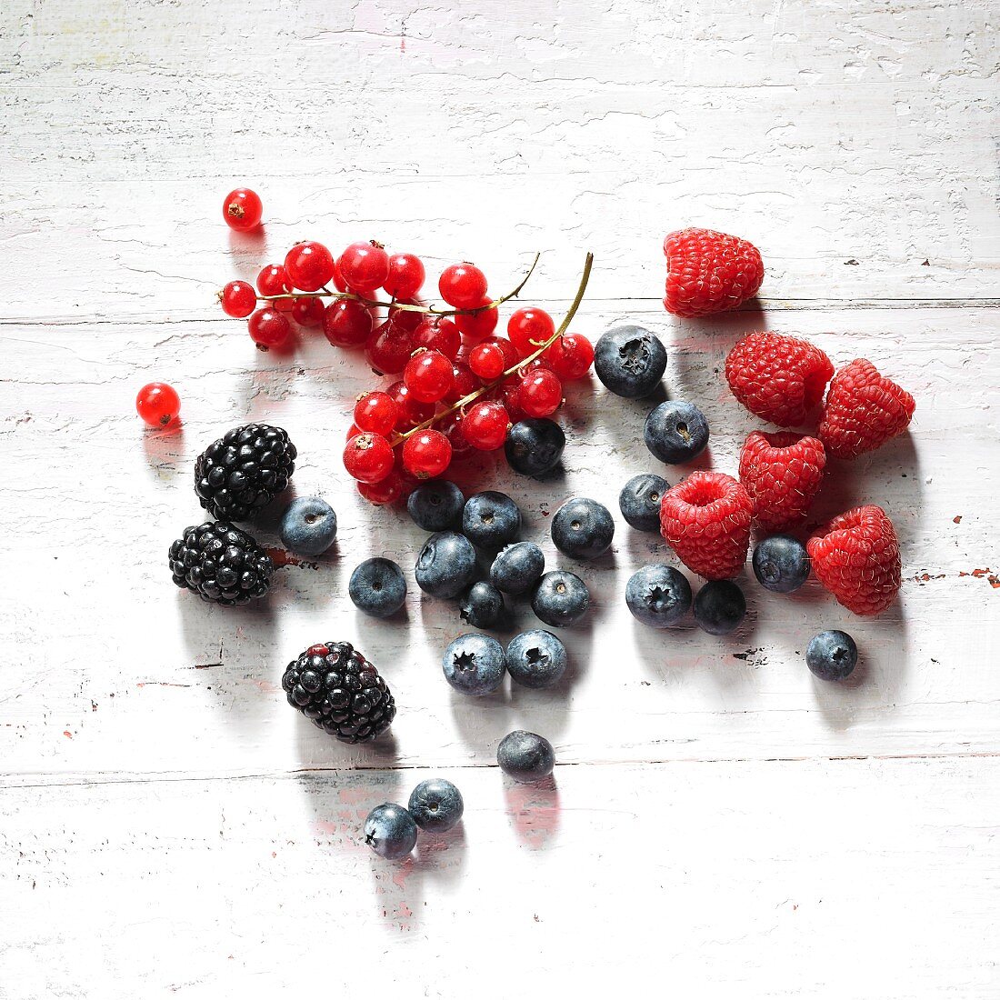 Redcurrant, raspberries, blackberries and blueberries