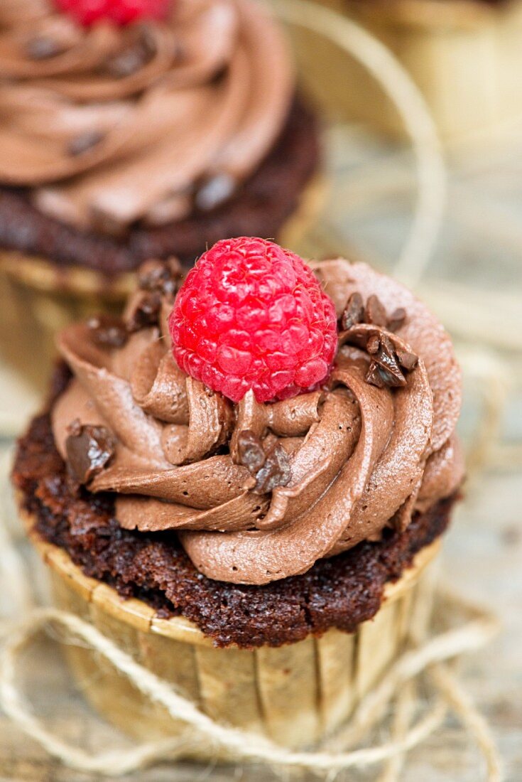 Schokoladencupcake mit Himbeere