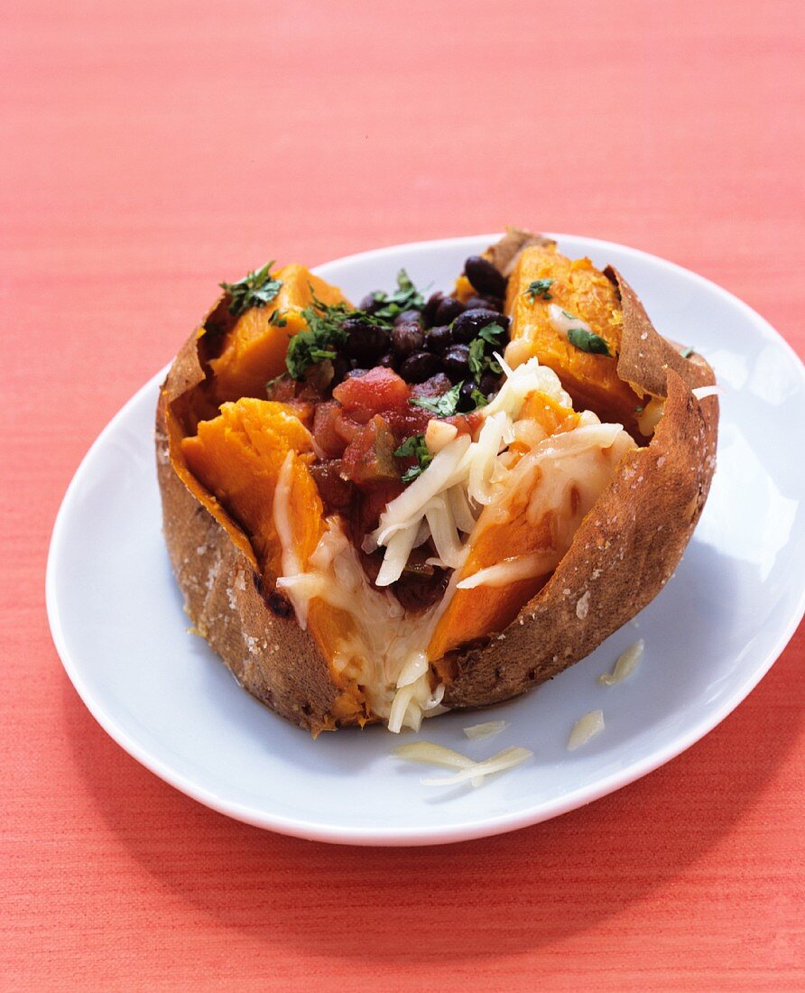 Baked sweet potato with cheese (Mexico)