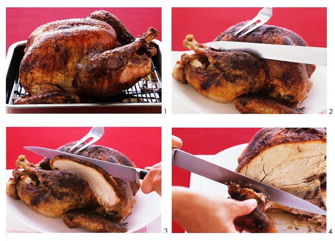 Carving a roast turkey