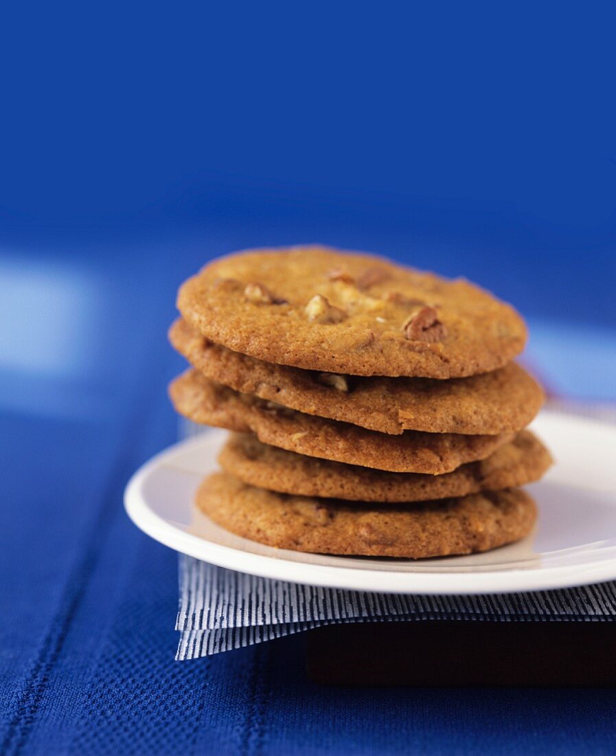 Pecannuss-Cookies, gestapelt