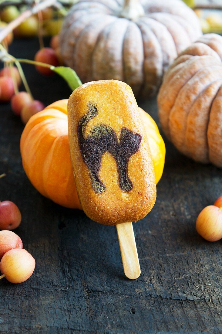 A biscuit on a stick for Halloween