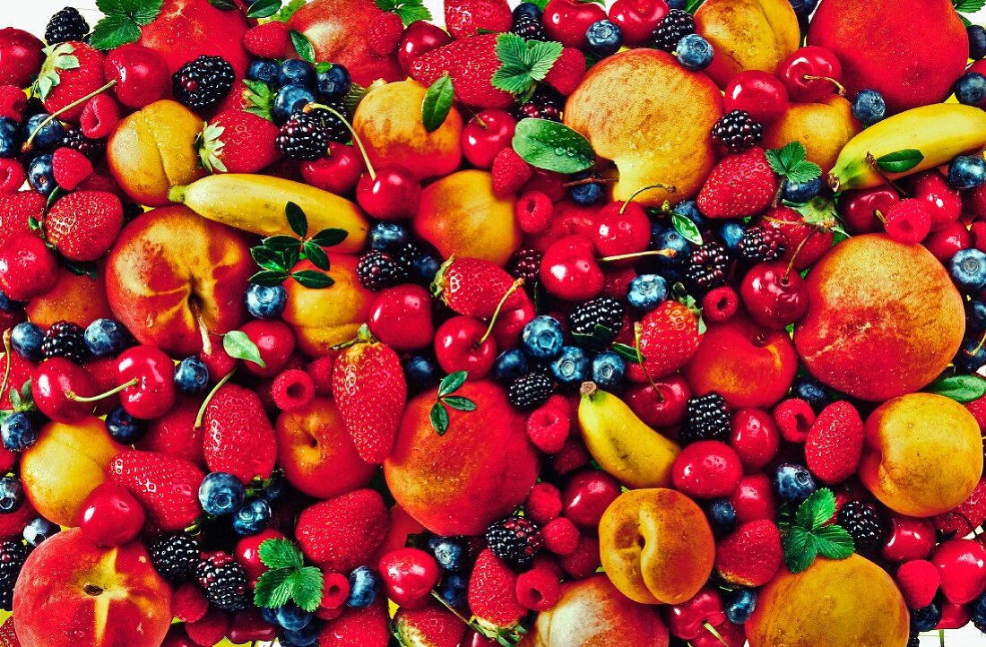 Various fruits and berries (full frame)