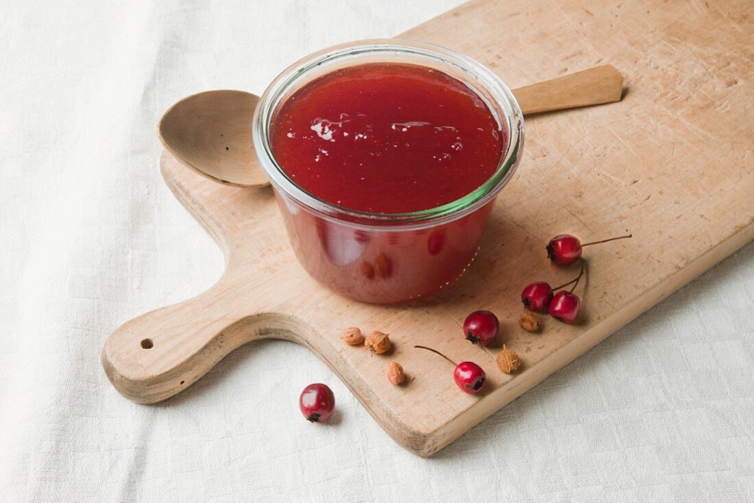 A jar of hawthorn jelly