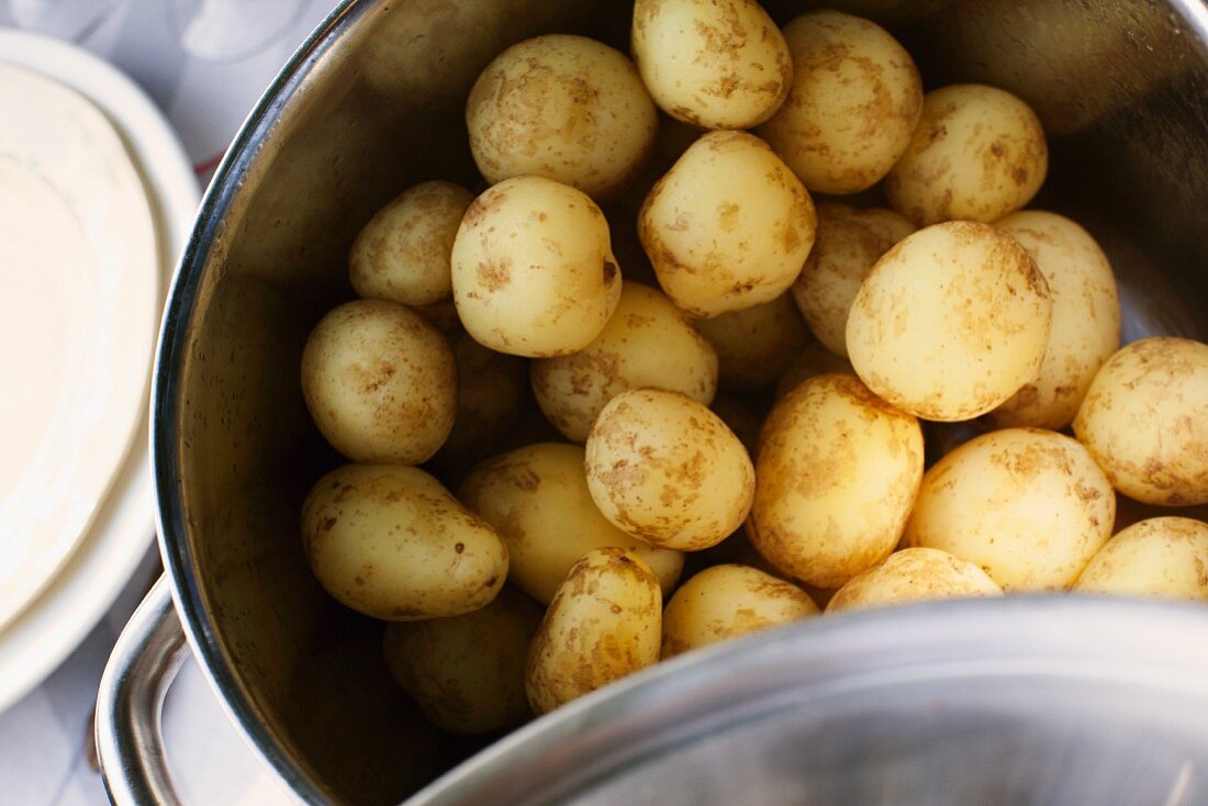 A pot of new potatoes