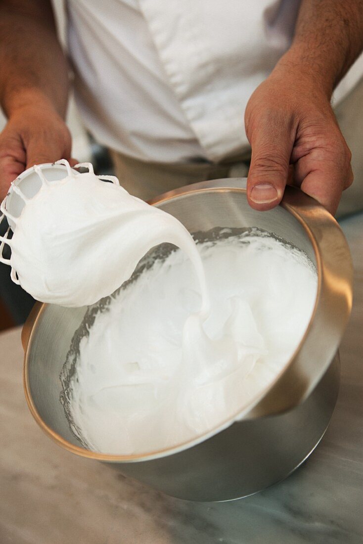 Meringue being made