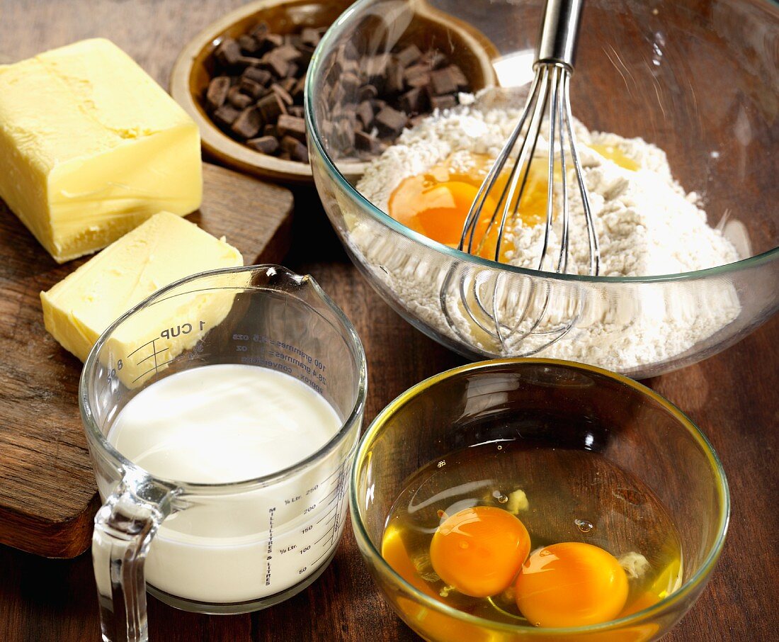 Ingredients for chocolate chip brioche