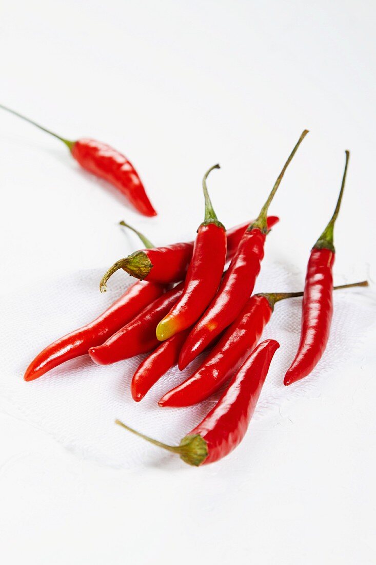 Several fresh red chillies
