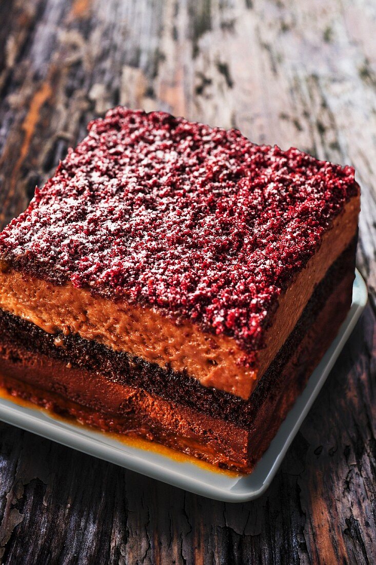 Chocolate cake with a raspberry crust (France)