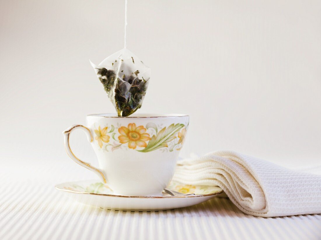 Cup of Peppermint Tea with Tea Bag