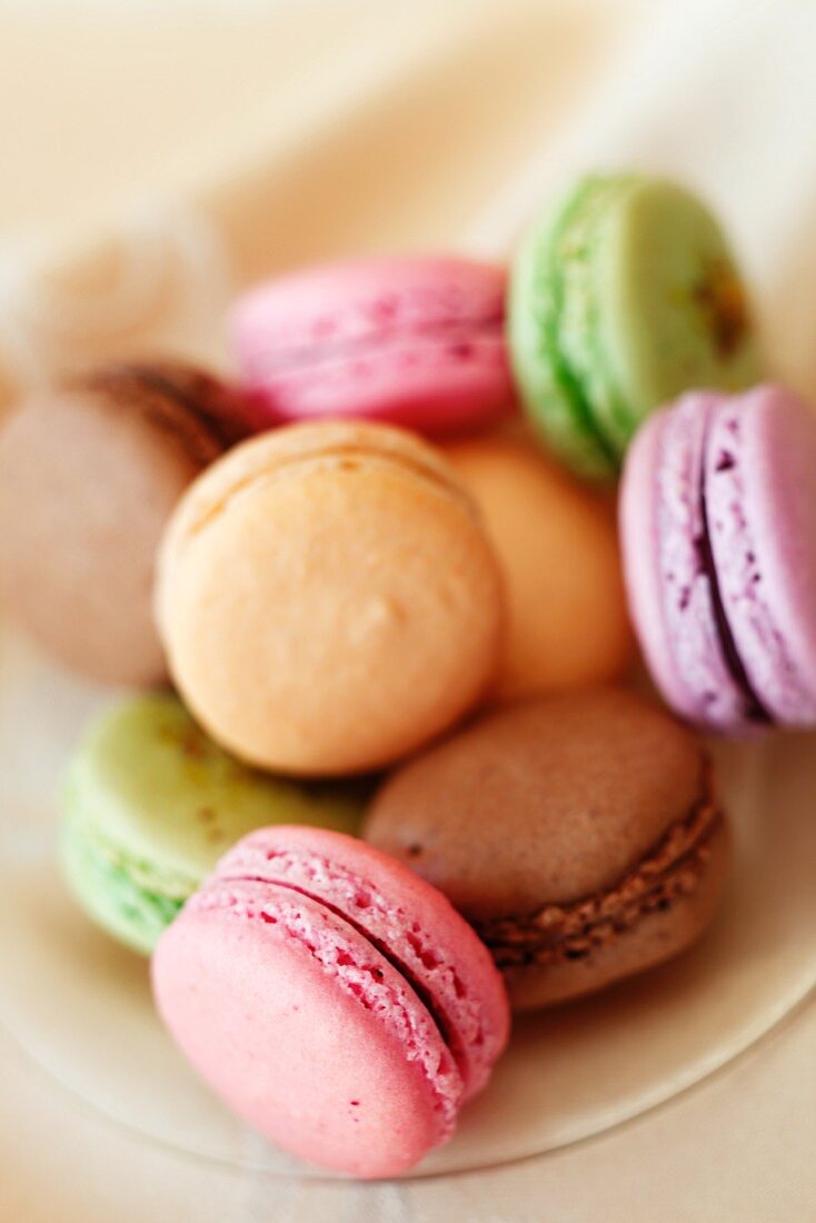 Pastel-coloured macaroons