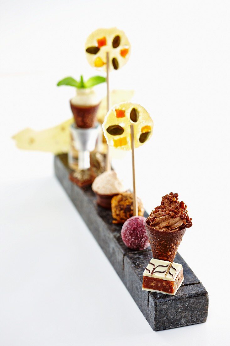 A selection of desserts with confectionery and lollies