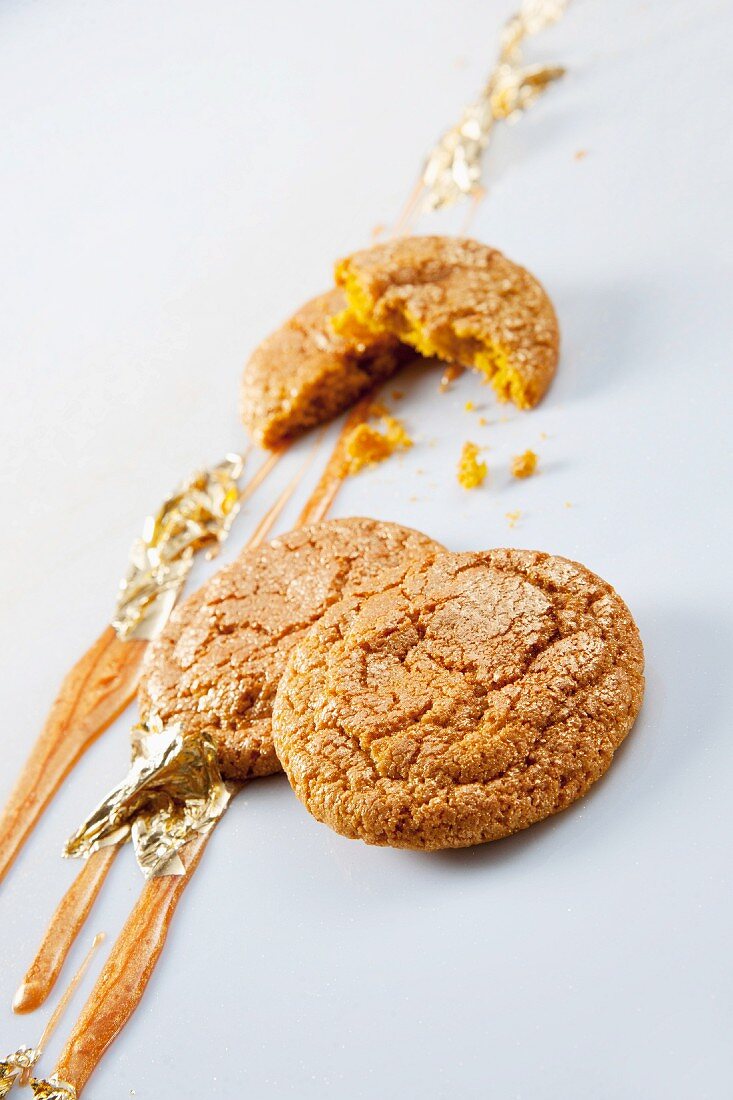 Cookies with gold leaf