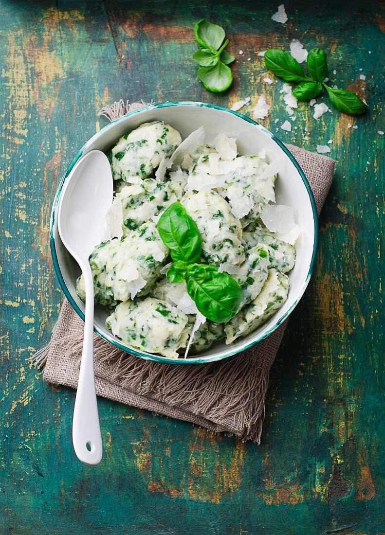 Herb dumplings with Parmesan and basil