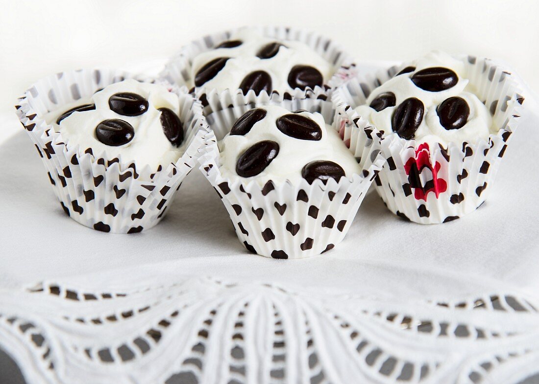 Mini cupcakes with mocha beans
