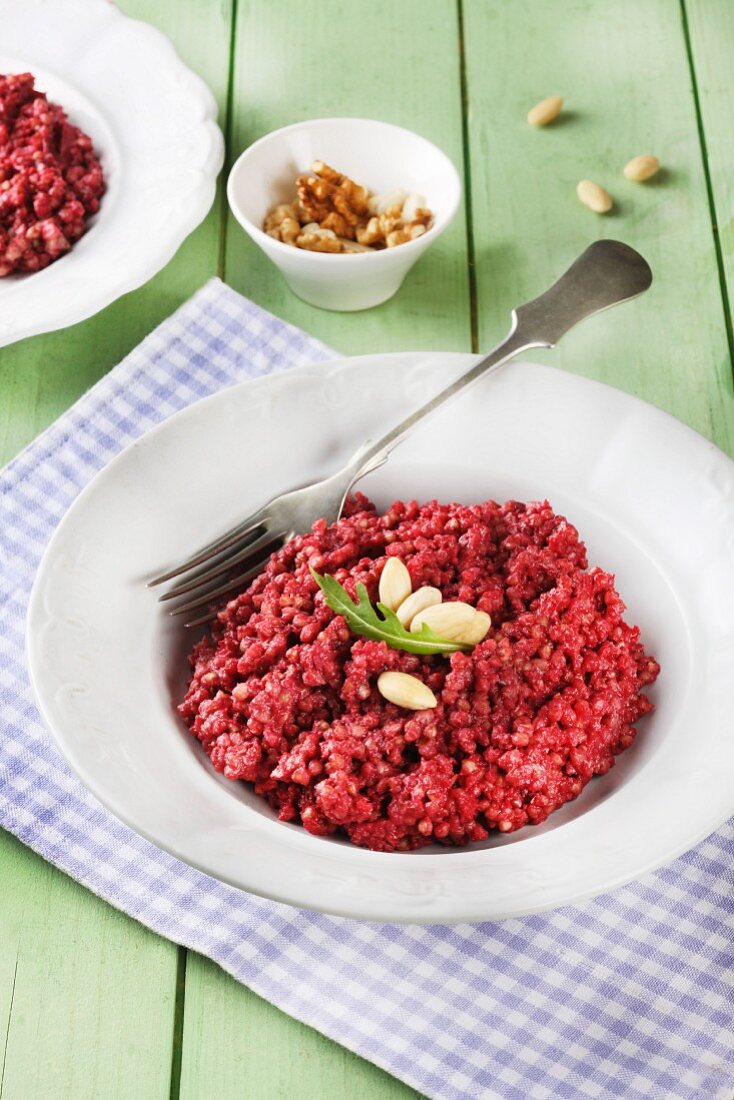 Buckwheat risotto with beetroot pesto