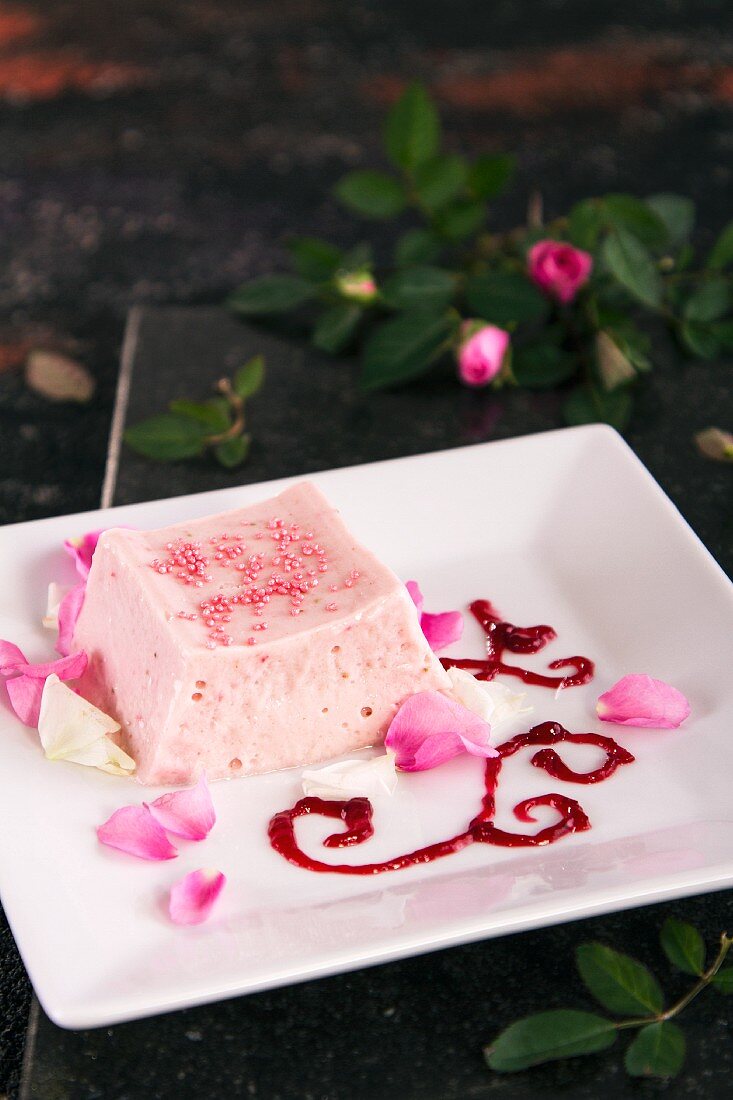 Rose parfait with sugar pearls
