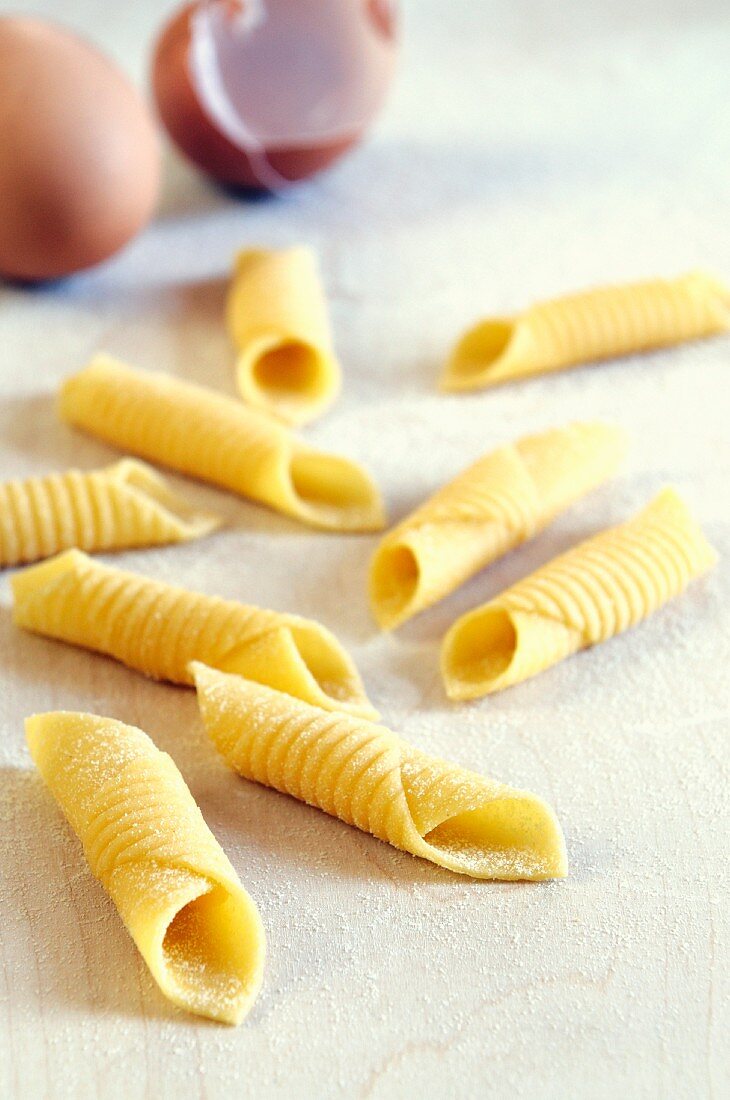 Selbstgemachte Garganelli mit Ei