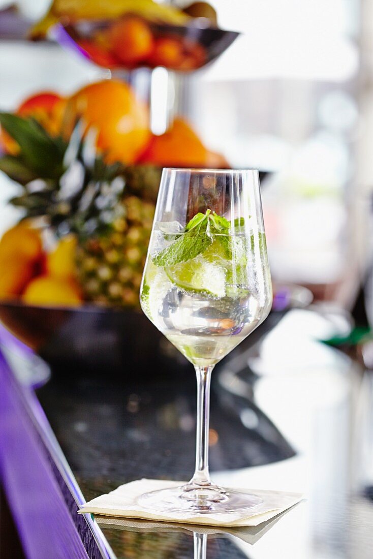A Hugo (cocktail made from Prosecco, elderflower syrup and mint)