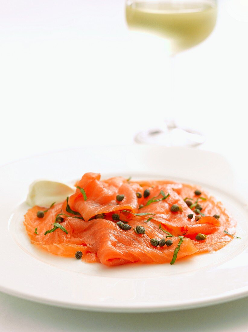 Smoked salmon with capers