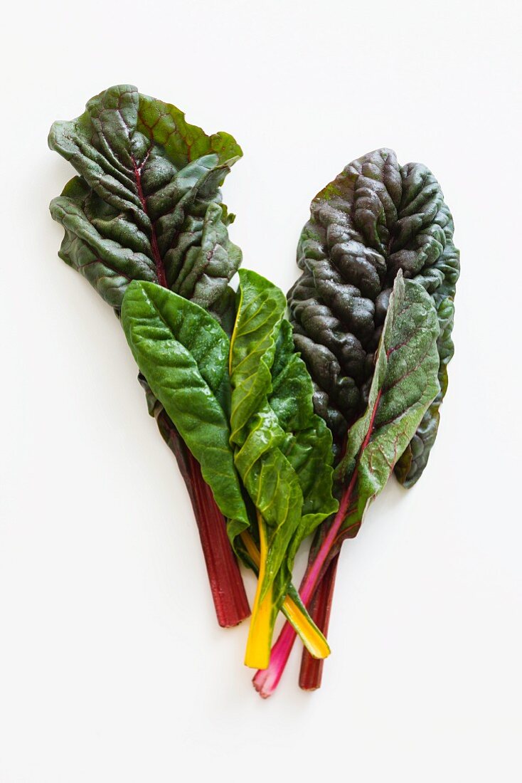 Red and yellow chard leaves
